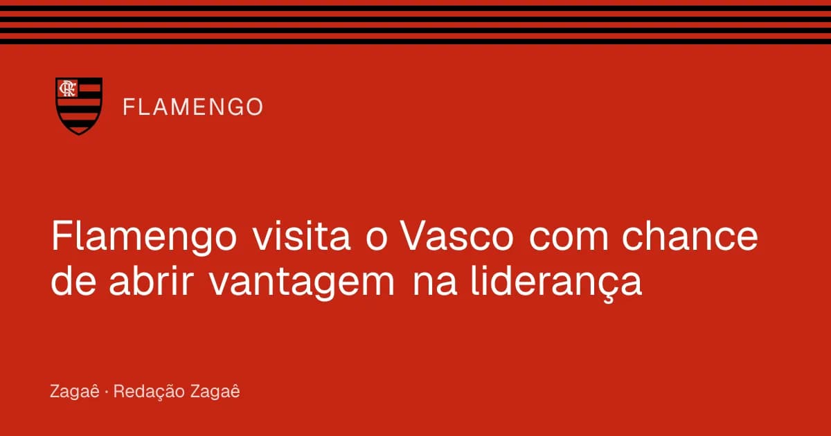 Imagem ilustrativa: Flamengo visita o Vasco com chance de abrir vantagem na liderança